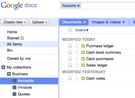 Google Docs for business record keeping