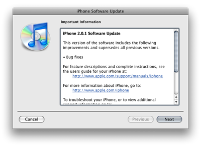 iPhone OS software update