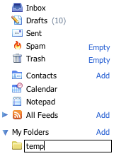 Adding a new folder in Yahoo! Mail