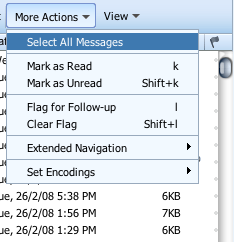 Selecting all messages in Yahoo! Mail