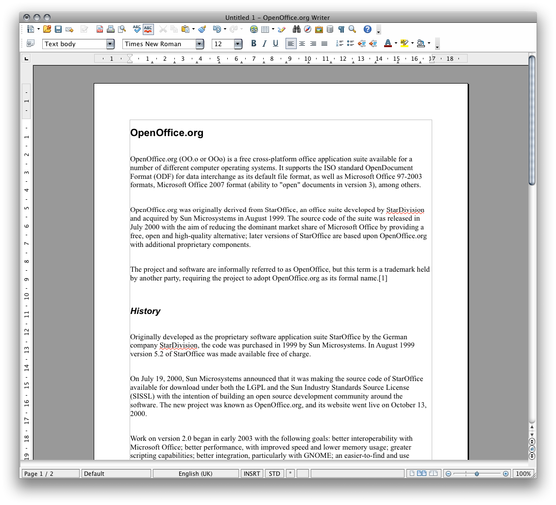 OpenOffice.org Native For Mac OS X ()