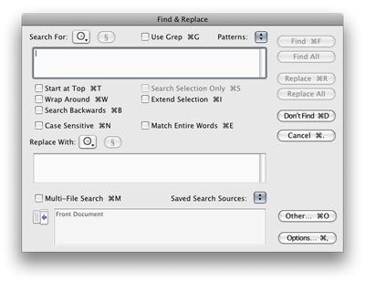 BBEdit search and replace window